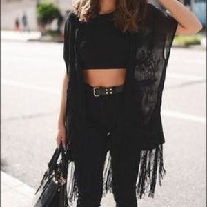 Haute Society Sheer Tassel Embroidered Kimono